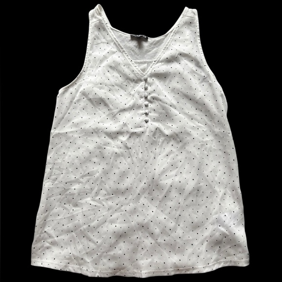 Express Tops - Express Tank Top Womens Size XS Pure White Polka Dot V-Neck Lightweight Buttons